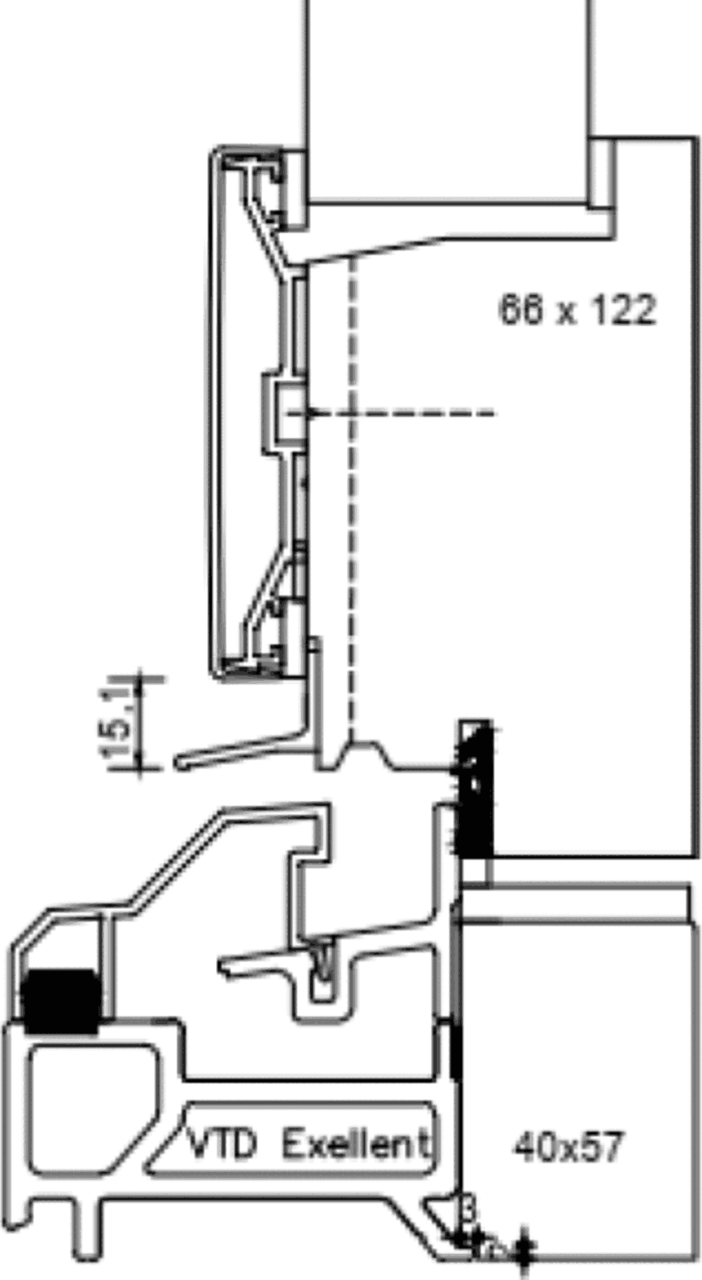 Detail draaivalraamdeur met VTD onderdorpel